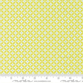 a repeating pattern of yellow and white circles on a white background.