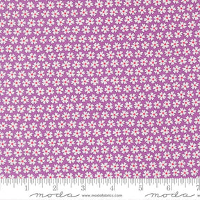 a fabric with a repeating pattern of white flowers on a purple background. The fabric appears to be a fabric with a floral pattern, and the image is described as a fabric with a floral pattern.