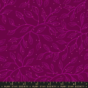 The image is a repeating pattern of purple leaves and dots on a dark purple background.