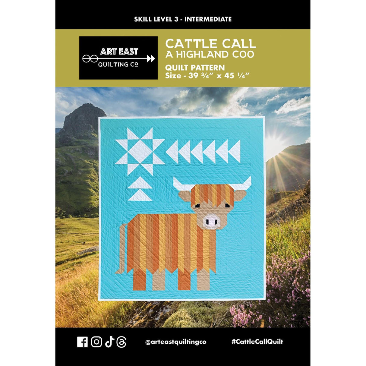Cattle Call Quilt Pattern Booklet A Highland Coo by Art East Quilting Co AECC0525 Size : 39-3/4" x 45-1/4"