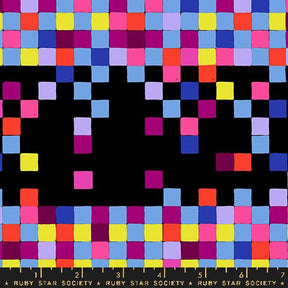 The image is a vibrant and colorful collage composed of various squares in different colors, including shades of blue, pink, yellow, and purple. The squares are arranged in a grid-like pattern, creating a visually striking and dynamic composition.