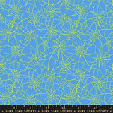 The image is a repeating pattern of blue and yellow lines, resembling a spider web or a web design.