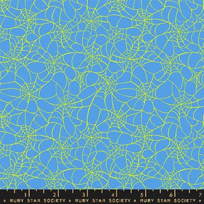 The image is a repeating pattern of blue and yellow lines, resembling a spider web or a web design.