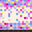 The image is a vibrant and colorful mosaic of various squares in different shades of pink, blue, yellow, and purple. The squares are arranged in a grid-like pattern, creating a visually striking and dynamic composition.