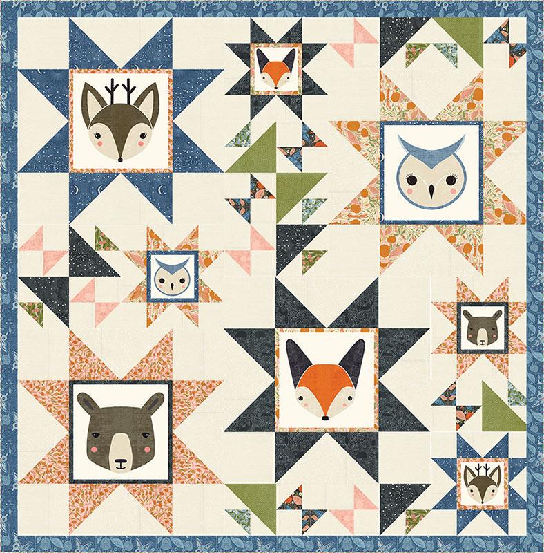 Woodland Friends Quilt Pattern GB081 by Gingiber, 64" x 64"