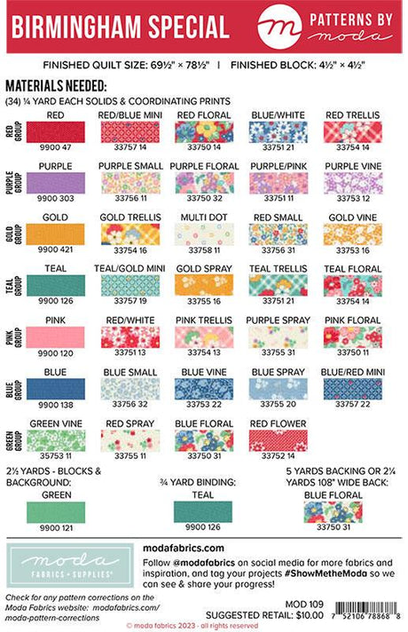 Birmingham Special Quilt pattern MOD109 Patterns by Moda