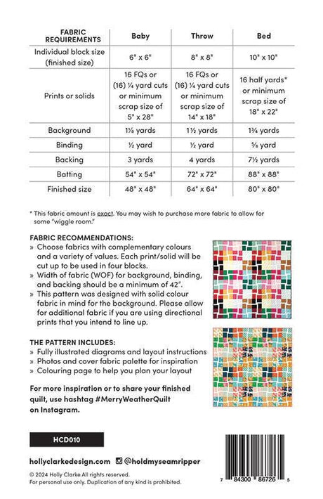 Merry Weather Quilt Pattern HCD010 by Holly Clarke Design