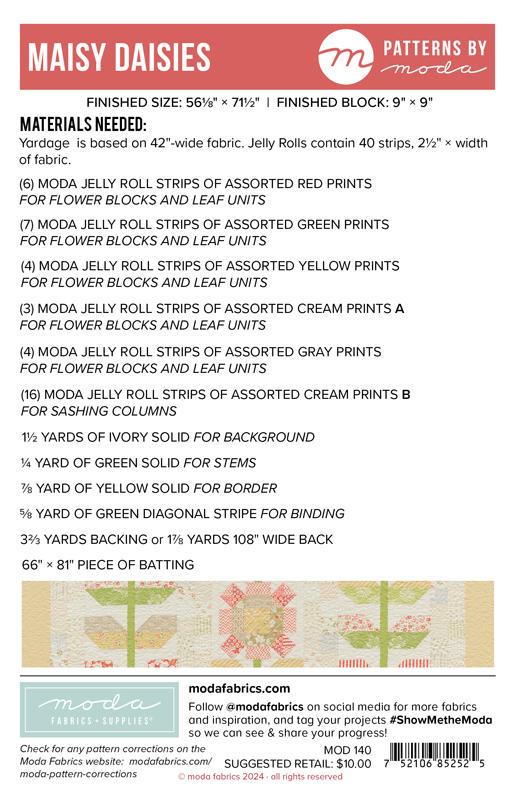 Maisy Daisies Quilt pattern MOD140 Patterns by Moda