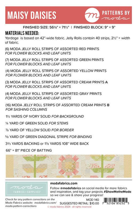 Maisy Daisies Quilt pattern MOD140 Patterns by Moda