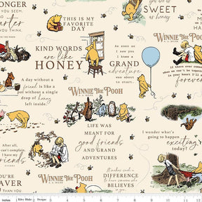 Winnie the Pooh Main Cream Yardage C17000-CREAM by Echo Park Paper Co. For Riley Blake Sold in 1/2 yard Increments