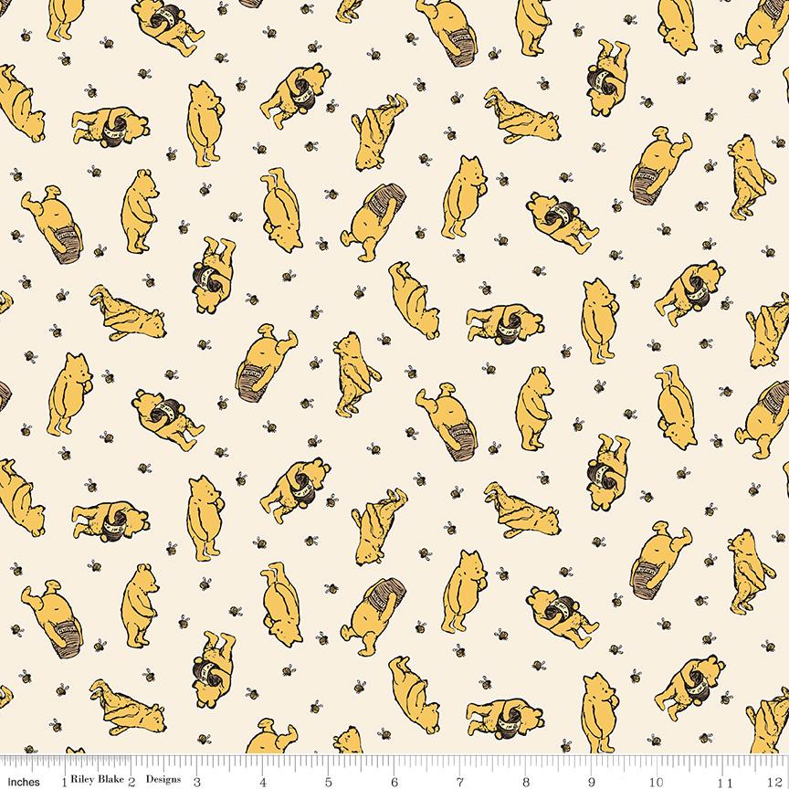 Winnie the Pooh Toss Cream Yardage C17002-Cream by Echo Park Paper Co. For Riley Blake Sold in 1/2 yard Increments