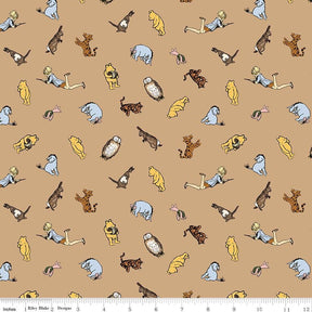 Winnie the Pooh Characters Brown Yardage C17003-Brown by Echo Park Paper Co. For Riley Blake Sold in 1/2 yard Increments