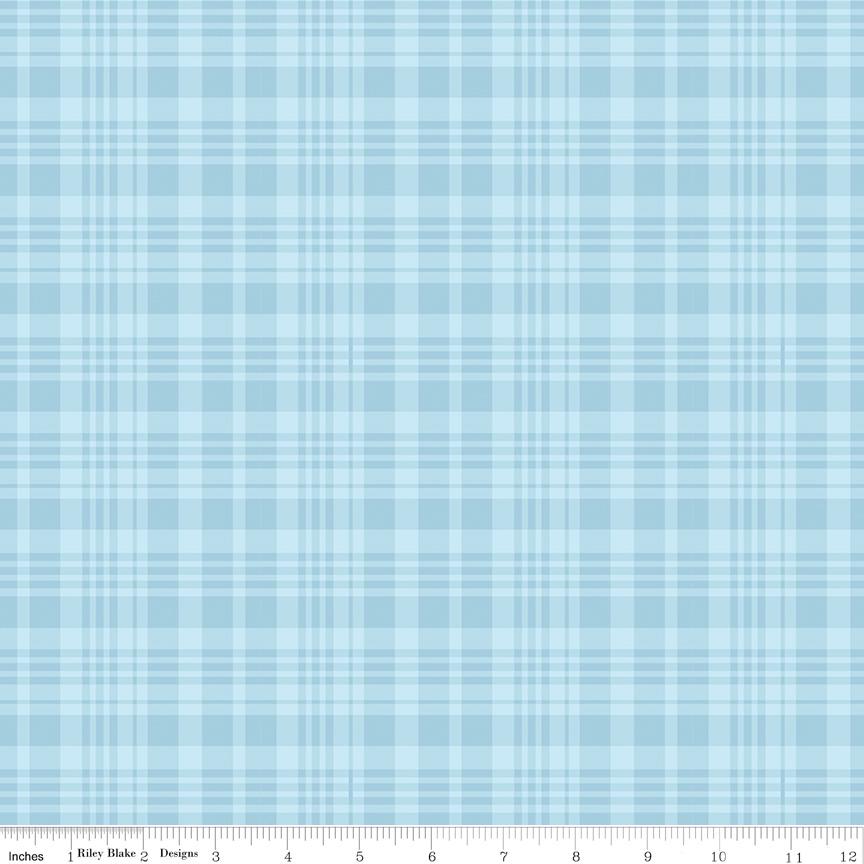 Winnie the Pooh Bees Plaid Blue Yardage C17005-Blue by Echo Park Paper Co. For Riley Blake Sold in 1/2 yard Increments