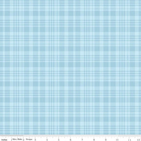 Winnie the Pooh Bees Plaid Blue Yardage C17005-Blue by Echo Park Paper Co. For Riley Blake Sold in 1/2 yard Increments