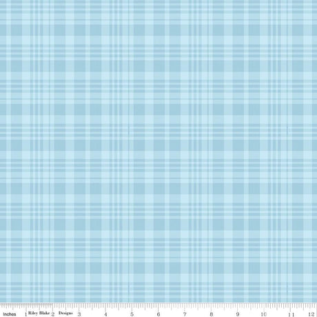 Winnie the Pooh Bees Plaid Blue Yardage C17005-Blue by Echo Park Paper Co. For Riley Blake Sold in 1/2 yard Increments