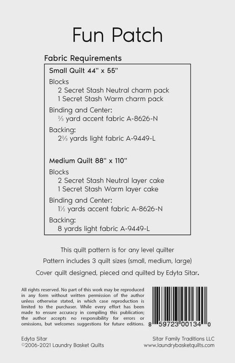Fun Patch Pieced Quilt Pattern by Laundry Basket Quilts LBQ-0134-P