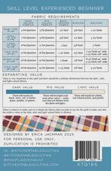 Mini Plaid-ish Quilt Pattern KTQ186 by Kitchen Table Quilting (baby, lap, twin, queen and king sizes)