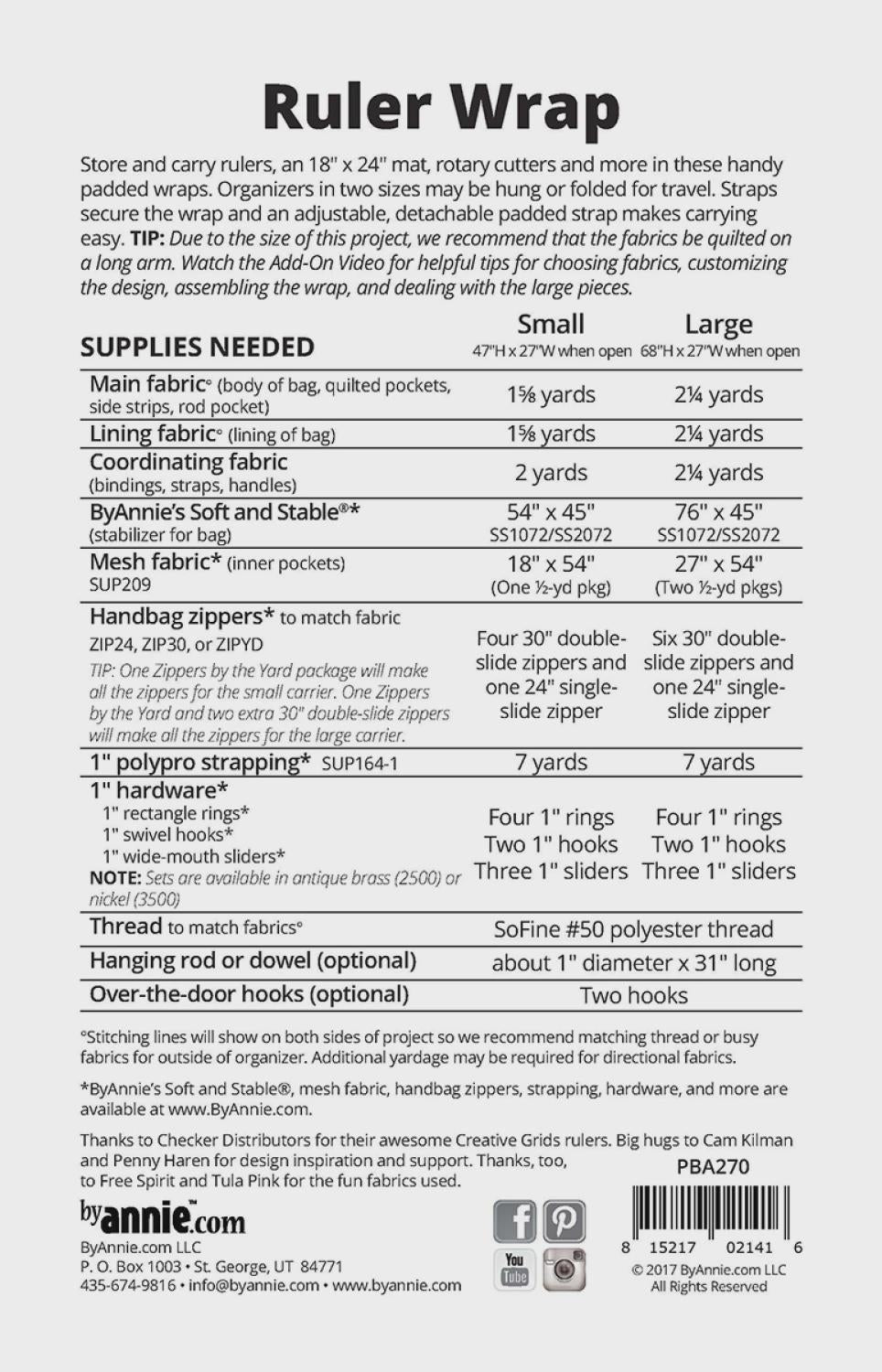 Ruler Wrap PBA270 Pattern by Annie