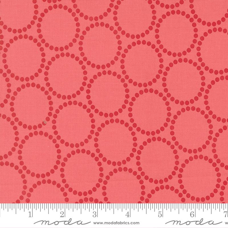 Funny Valentine Pearl Bracelet Coral Yardage 37136-23 By Lizzy House Sold In 1/2 Yard Increments Cut Continuously