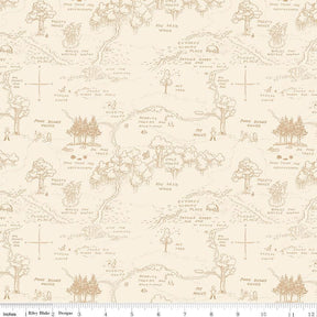 Winnie the Pooh Map Cream Yardage C17001-Cream by Echo Park Paper Co. For Riley Blake Sold in 1/2 yard Increments