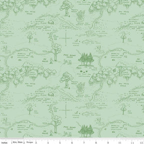 Winnie the Pooh Map Cream Yardage C17001-Green by Echo Park Paper Co. For Riley Blake Sold in 1/2 yard Increments