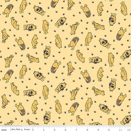 Winnie the Pooh Toss Cream Yardage C17002-Sunshine by Echo Park Paper Co. For Riley Blake Sold in 1/2 yard Increments