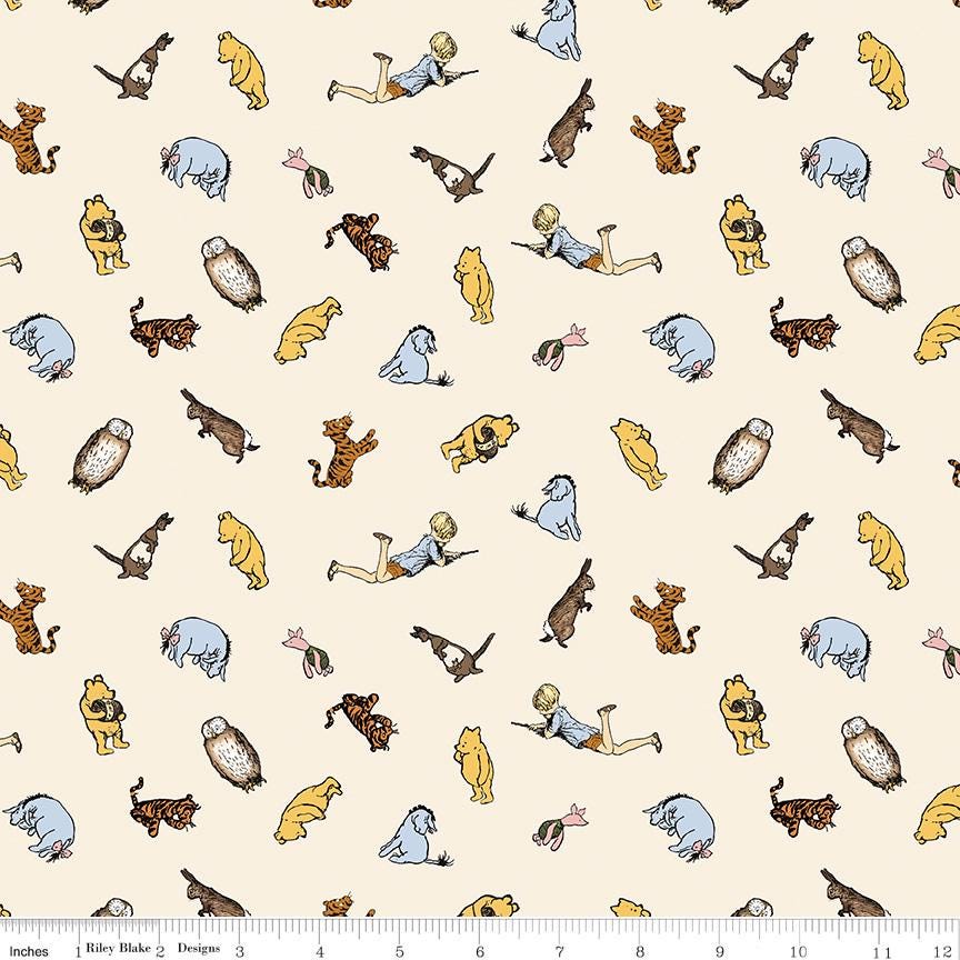 Winnie the Pooh Characters Cream Yardage C17003-Cream by Echo Park Paper Co. For Riley Blake Sold in 1/2 yard Increments