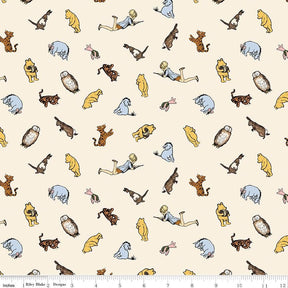 Winnie the Pooh Characters Cream Yardage C17003-Cream by Echo Park Paper Co. For Riley Blake Sold in 1/2 yard Increments
