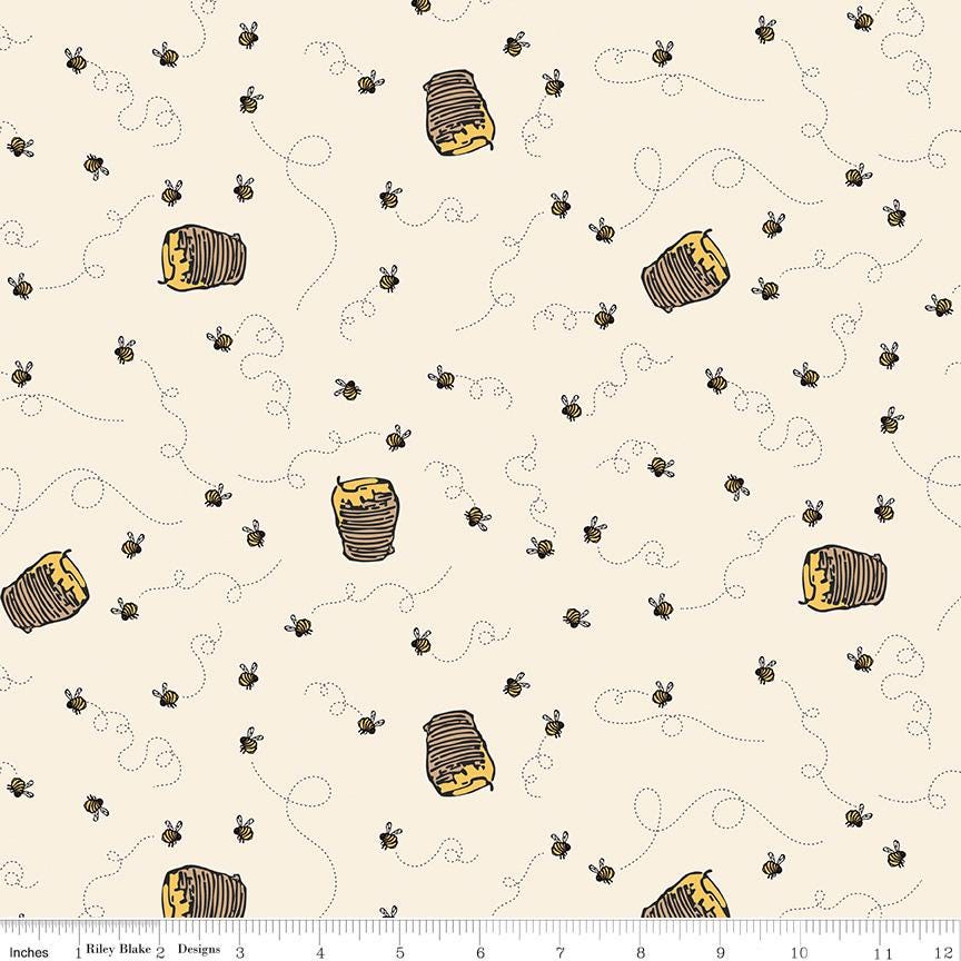 Winnie the Pooh Bees Cream Yardage C17004-Cream by Echo Park Paper Co. For Riley Blake Sold in 1/2 yard Increments