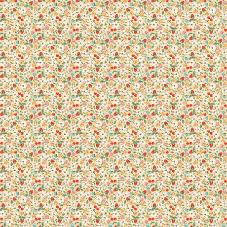 The image is a repeating pattern of various colorful flowers and leaves, creating a visually appealing and vibrant design.
