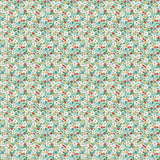 The image is a repeating pattern of various colorful flowers and leaves, creating a vibrant and lively visual effect.