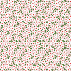 The image is a repeating pattern of pink and green flowers with green leaves, creating a visually appealing and harmonious design.