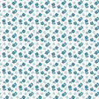 a repeating pattern of blue flowers and white stars on a white background.