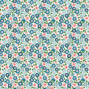 Flower Market Forget Me Nots Blue FM25410 by Elea Lutz for Poppie Cotton Sold in 1/2 yard increments cut continuously