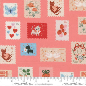 The image is a collection of various postage stamps featuring different designs and illustrations, including cats, flowers, and other decorative elements.