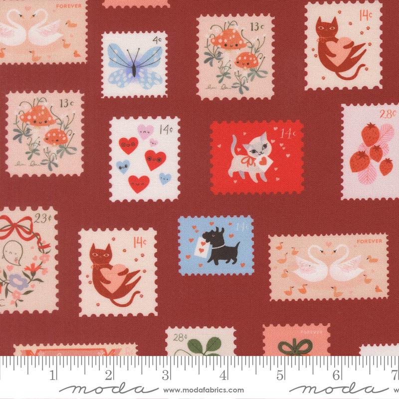 a collection of colorful postage stamps featuring various illustrations, including cats, flowers, and birds. The stamps are arranged in a grid-like pattern, with each stamp having a unique design and color scheme.