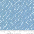 a fabric with a light blue background and white heart-shaped patterns scattered across it. The fabric appears to be a textile or material with a heart-shaped design.