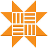 The image is a stylized logo consisting of a star-like shape composed of orange triangles arranged in a grid-like pattern.