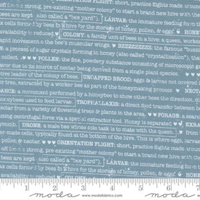 a ruler with a blue background with words on it