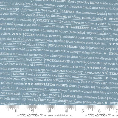 a ruler with a blue background with words on it