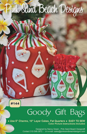 Goody Gift Bags From Pink Sand Beach Designs #144, made using 5" charms, Layer Cakes or Fat Quarters