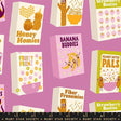 a collection of colorful cereal boxes with various cartoon characters and text, including "Honey Homies", "Banana Buddies", "Fruity Frenz", "Peanut Butter Pals", and "Strawberry Besties".