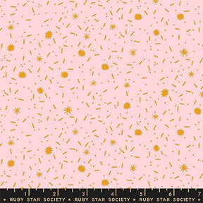 The image is a pink background with gold stars scattered across it.