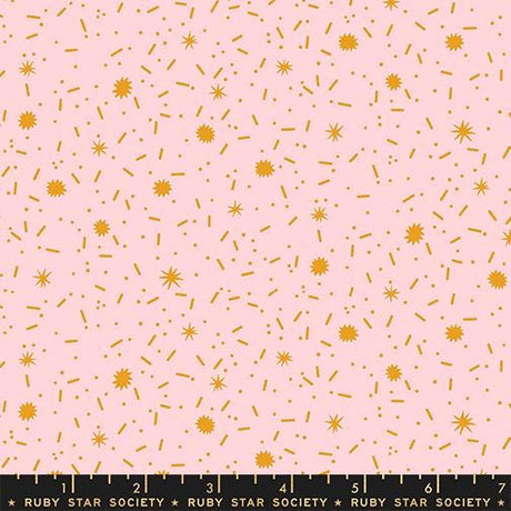 The image is a pink background with gold stars scattered across it.
