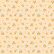 a repeating pattern of small yellow flowers with green leaves on a light beige background.