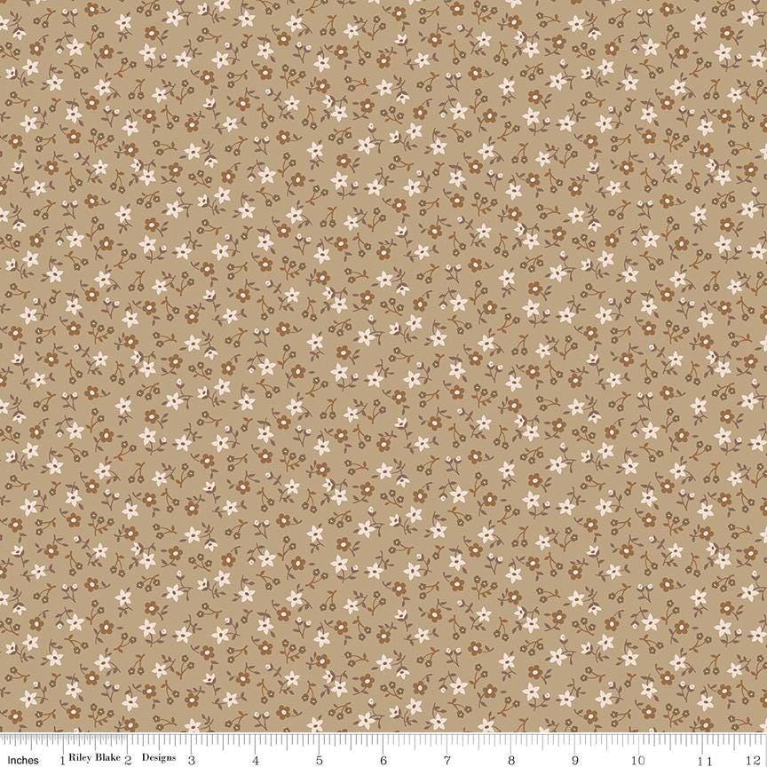 Farmers Daughter Blossom Palomino C17164-Palomino by Lori Holt for Riley Blake Sold in 1/2 yard increments