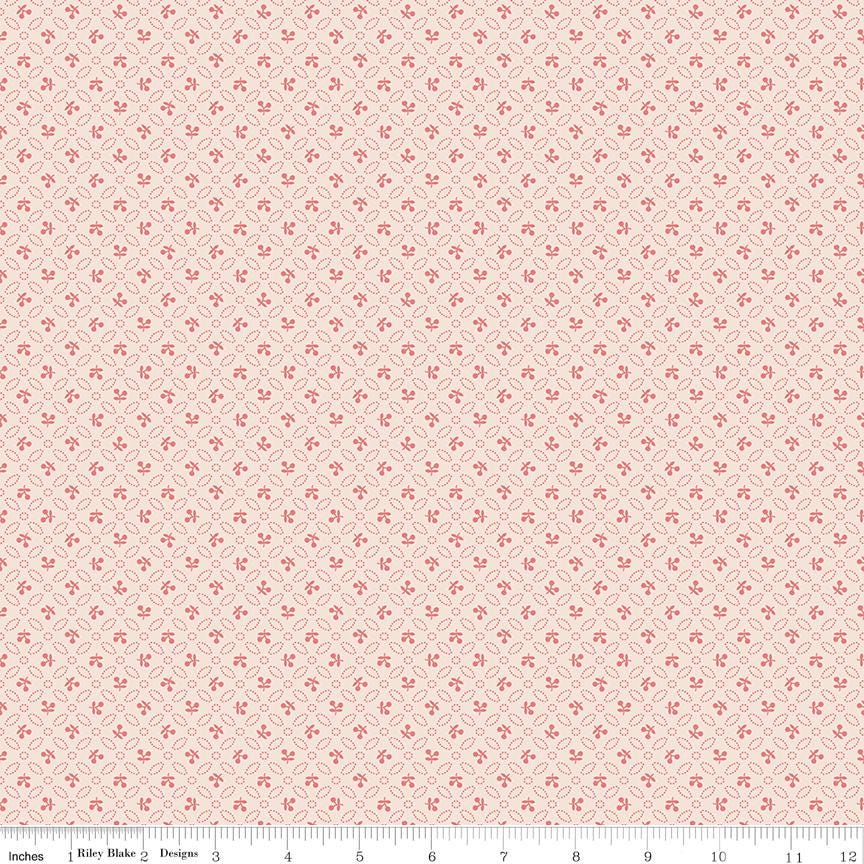 Farmers Daughter Background Coral Cherries C17188-Coral by Lori Holt for Riley Blake Sold in 1/2 yard increments