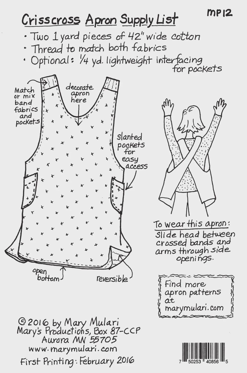 Crisscross Apron Pattern MP12
