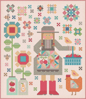 The Quilted Farm Girl Quilt Kit Farmer's Daughter by Lori Holt of Bee in My Bonnet Quilt Size 77" x 88" In Stock and Shipping now
