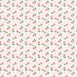 a repeating pattern of pink flowers with green leaves on a white background.